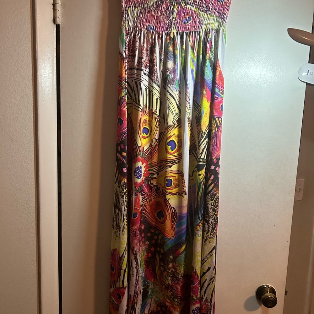 Y2K Strapless Floral Maxi Dress Sz S-M